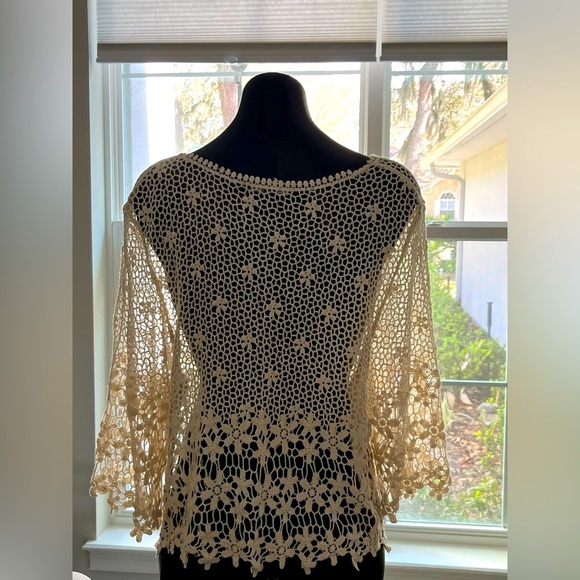 Chris McLaughlin XL crocheted sweater blouse cardigan pearlized button NWOT - Picture 2 of 7